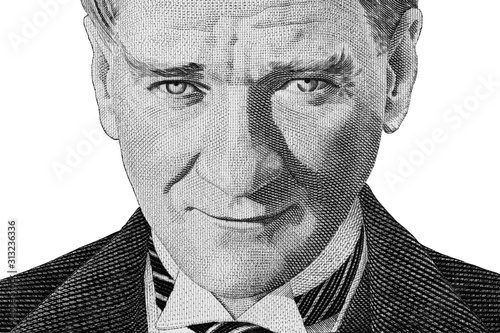 Mustafa Kemal Ataturk portrait on Turkish lira note photo