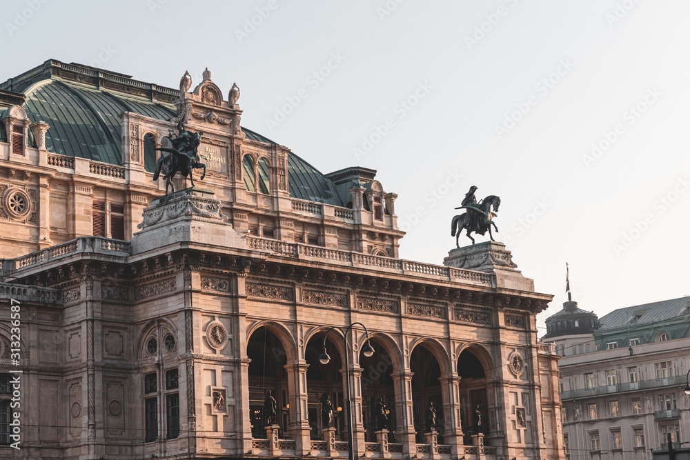 Facade of Vienna opera house historical building