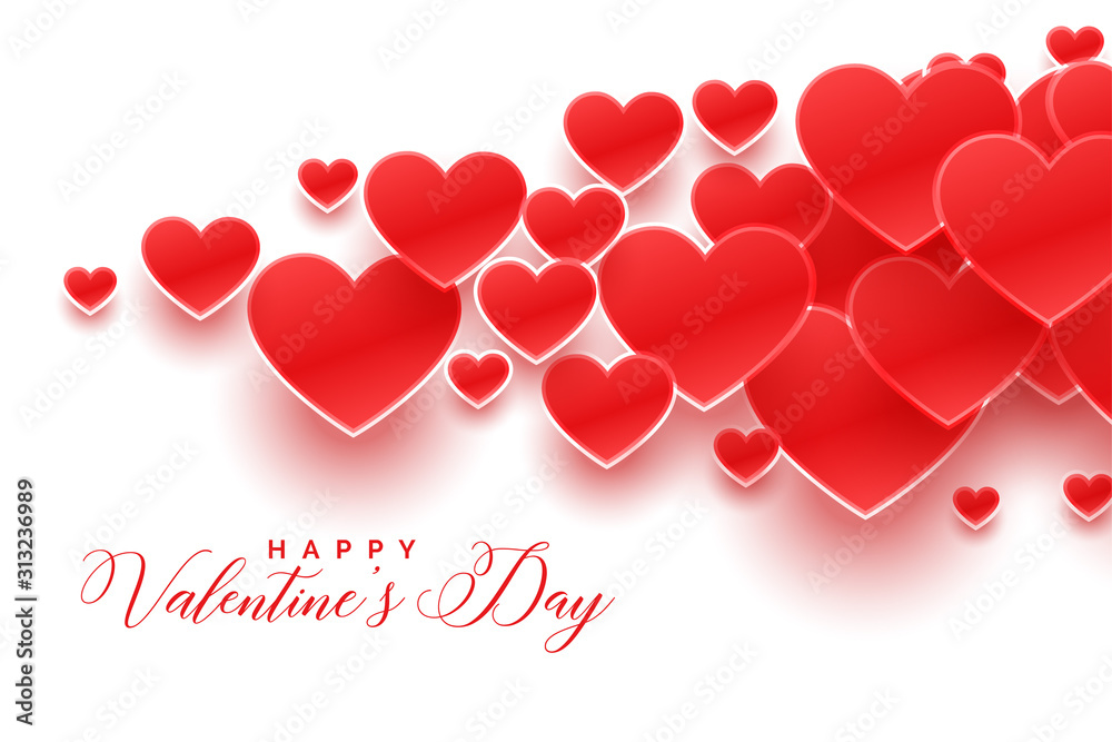attractive red valentine hearts on white background