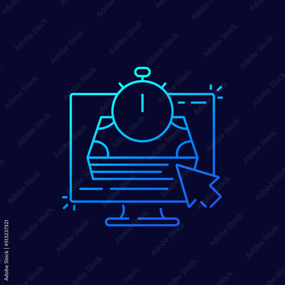 fast loan online, thin line icon