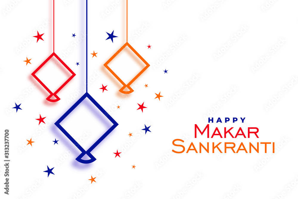 colorful line kits on white makar sankranti background Stock Vector | Adobe  Stock