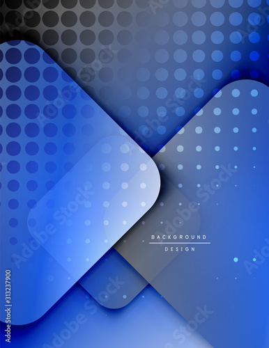 Rounded squares shapes composition geometric abstract background. 3D shadow effects and fluid gradients. Modern overlapping forms.