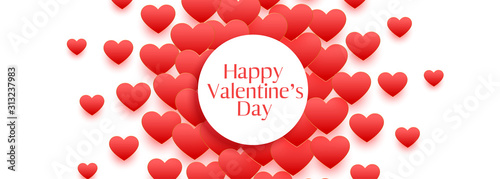 happy valentines day beautiful red hearts banner design