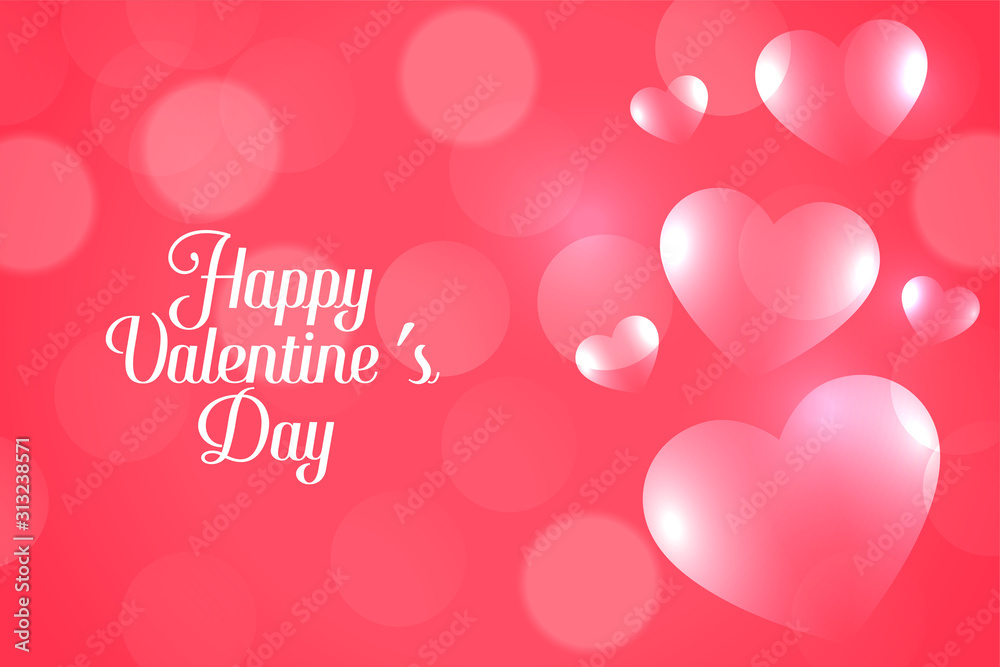 attractive pink bokeh valentines day hearts banner