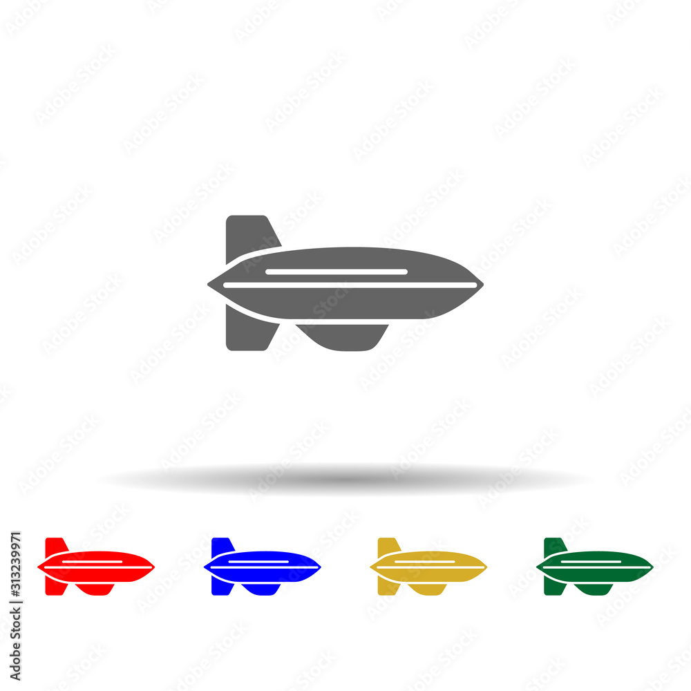 Fototapeta premium Blimp aircraft multi color style icon. Simple glyph, flat vector of transport icons for ui and ux, website or mobile application