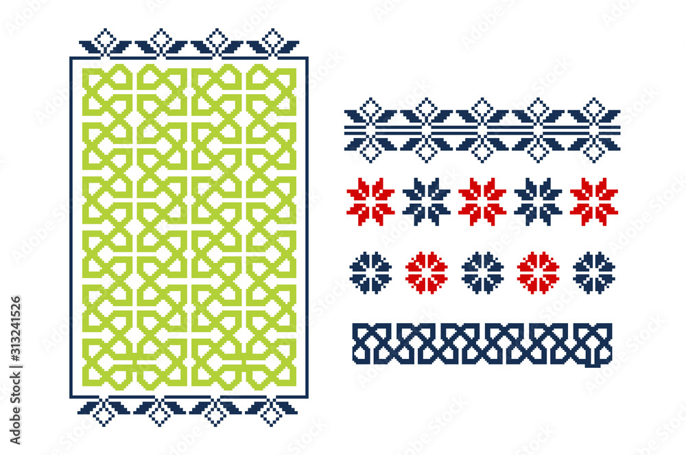 Native Oriental Palestinian Winter pattern Elements for Carpet and Traditional Cloth Design