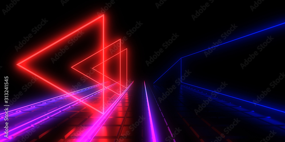 3D abstract background with neon lights. 3d illustration 3D abstract background with neon lights. 3d illustration