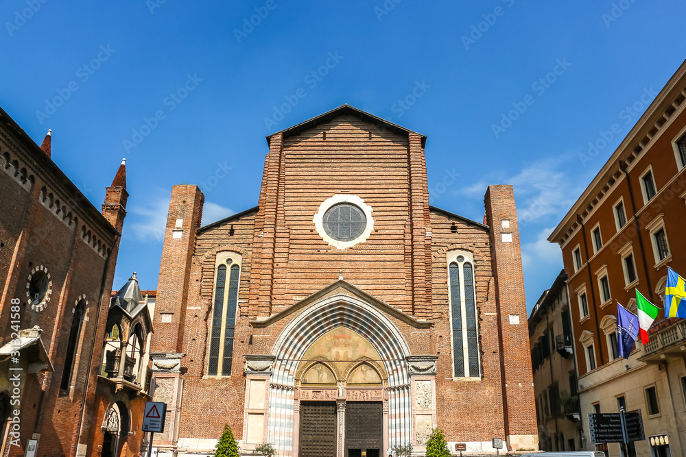 Verona, Italy. View of catholic church (Chiesa di Santa Anastasia) in Verona.