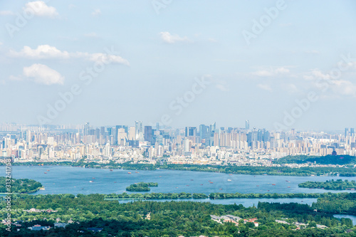 panoramic city skyline in hangzhou china