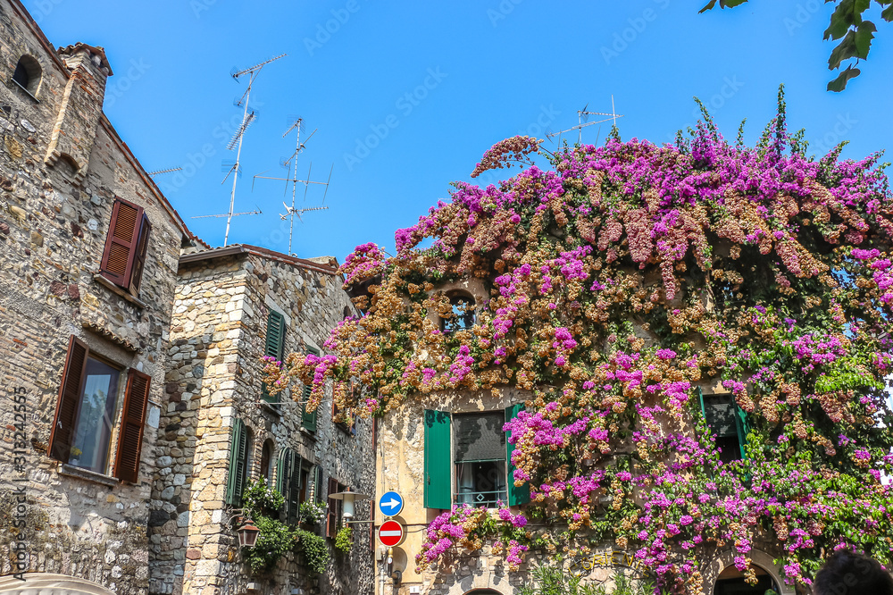 Sirmione, Italy. Sunny day in beautiful town Sirmione, located on Garda lake.