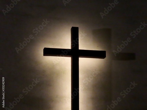 Christian cross at night 
