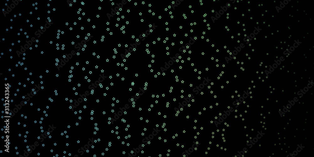 Dark Green vector background with small and big stars. Blur decorative design in simple style with stars. Best design for your ad, poster, banner. Dark Green vector background with small and big stars. Blur decorative design in simple style with stars. Best design for your ad, poster, banner.