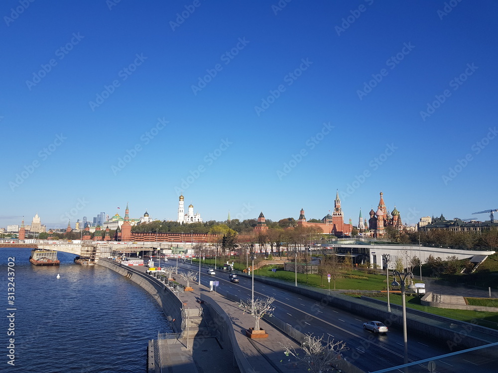 view of kremlin and the river in moscow russia