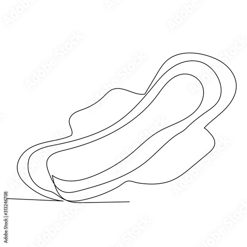 vector, isolated, simple continuous line drawing, feminine sanitary pad