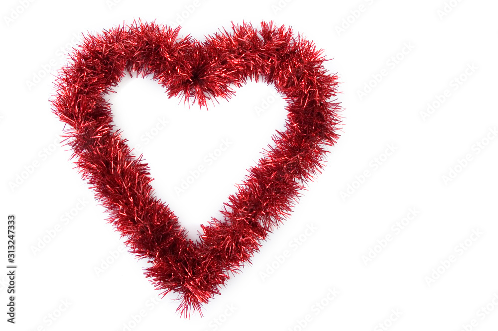 Heart shaped red ornament and white blank card Heart shaped red ornament and white blank card
