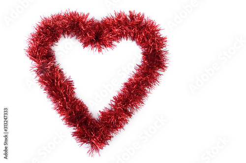 Heart shaped red ornament and white blank card