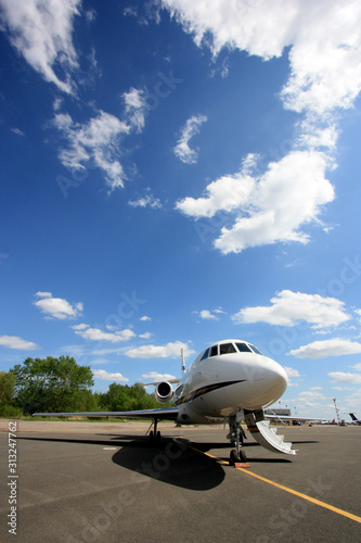 Business jet is waiting for passengers and ready to go