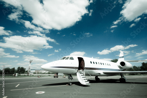 Business jet is waiting for passengers and ready to go