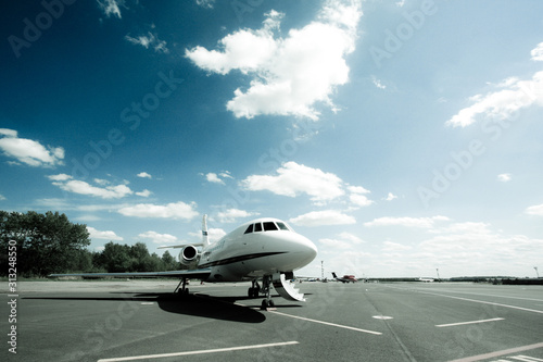 Business jet is waiting for passengers and ready to go