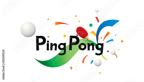 Ping Pong  sports banner or poster design. Vector abstract colored sports background.