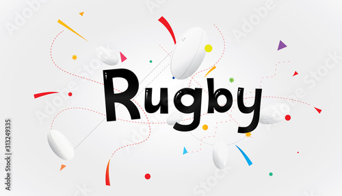 Rugby sports banner or poster design. Vector abstract colored sports background.