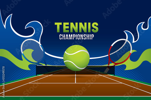 Tennis championship banner design. Vector sport concept.