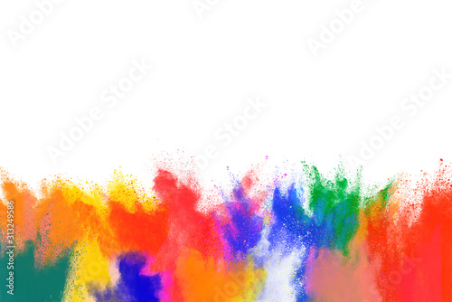 Colorful powder isolated on white background.