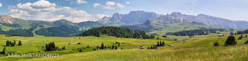 Mountain views from Alpe di Siusi or Seiser Alm, Dolomites Alps , Trentino Alto Adige South Tyrol, Italy, Europe