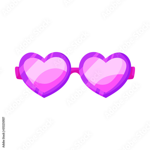 Heart shaped glasses Cartoon icons vector illustration on a white background. Great design for any purposes.