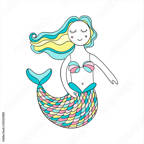 Mermaid on white background