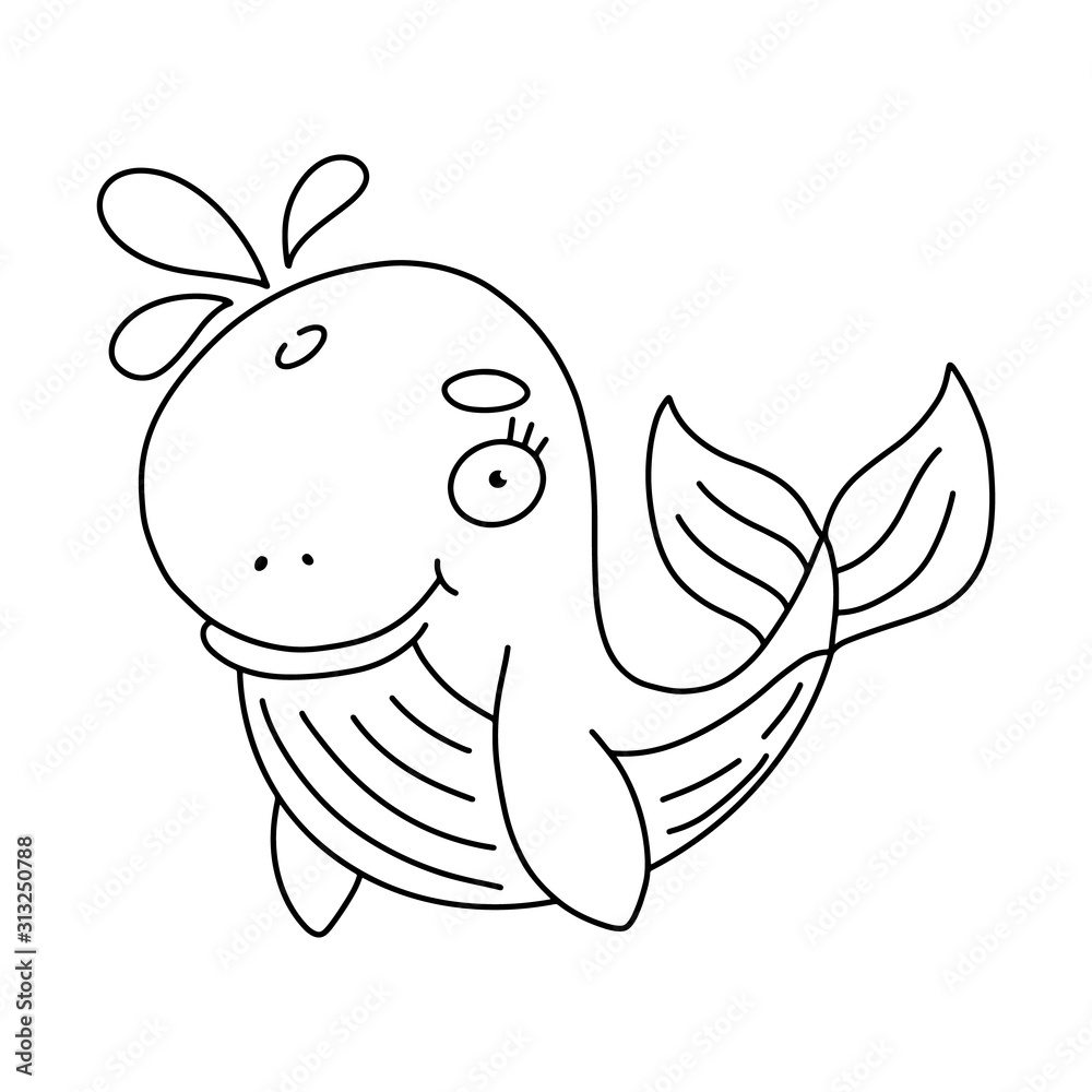 Cute cartoon baby blue whale. Animal print. Vector illustration isolated on a white background. Cute cartoon baby blue whale. Animal print. Vector illustration isolated on a white background.