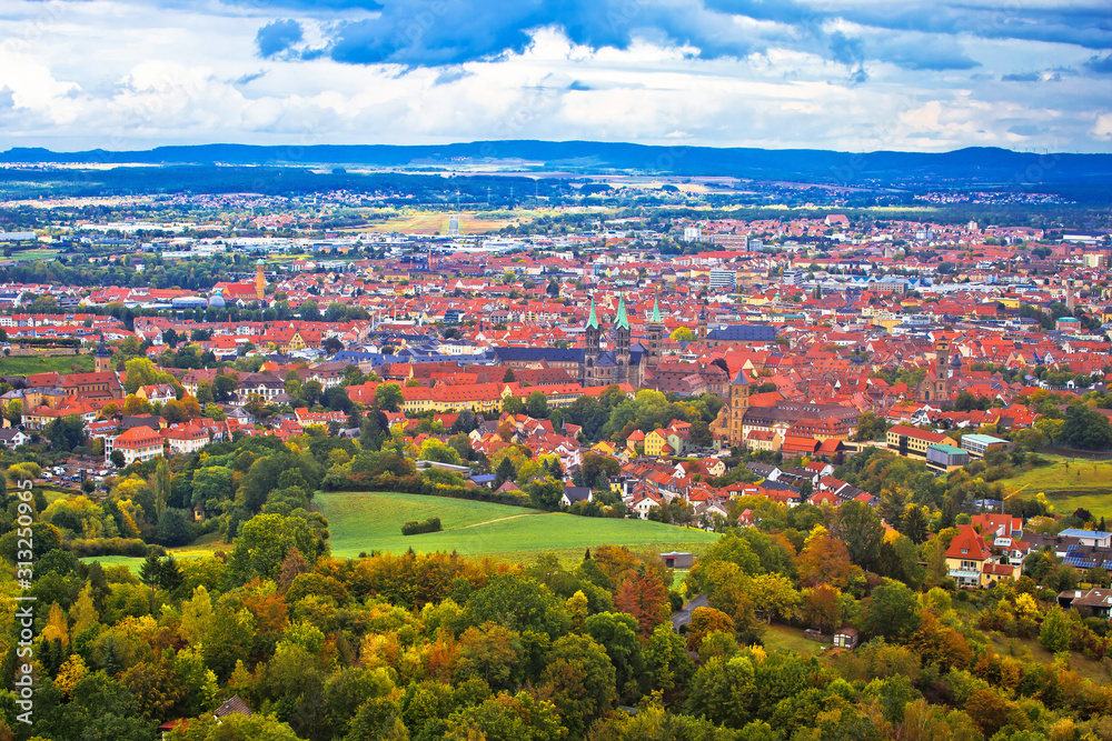 Bamberg. Aerial panoramic view of town of Bamberg