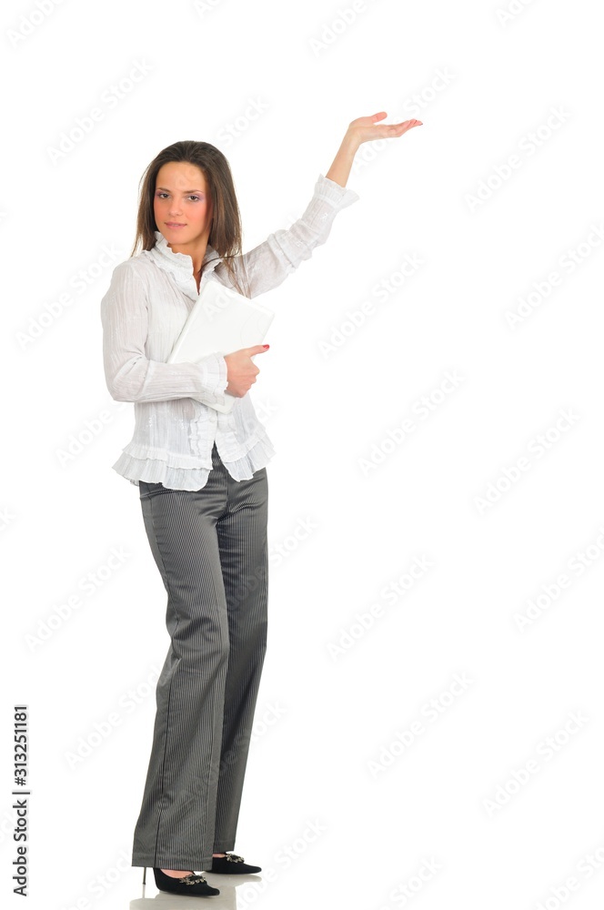 Photo of full-length girl with laptop Photo of full-length girl with laptop
