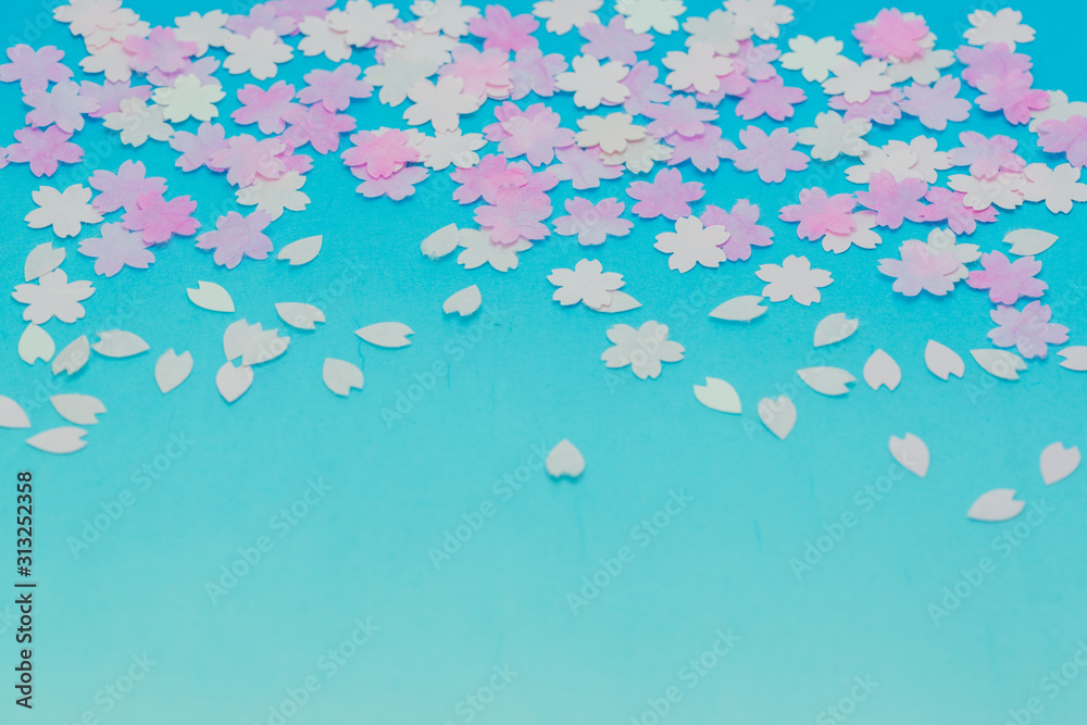 和紙で表現した桜吹雪 背景グラデーション 花吹雪 サクラ さくら 花びら ハート形 ４月 春 Foto De Stock Adobe Stock