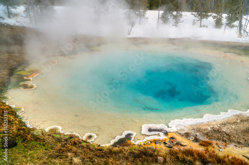 Geothermal pool in Norris Geyser Basin, Yellowstone National Park, USA.