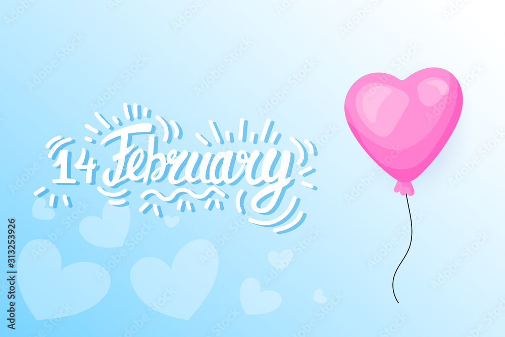 Valentine's day banner template. Romantic composition. Vector illustration for your design.