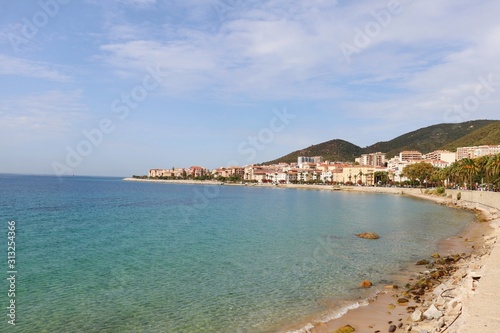 Mediterranean coastline of the Corsican port of Ajaccio in September 2019