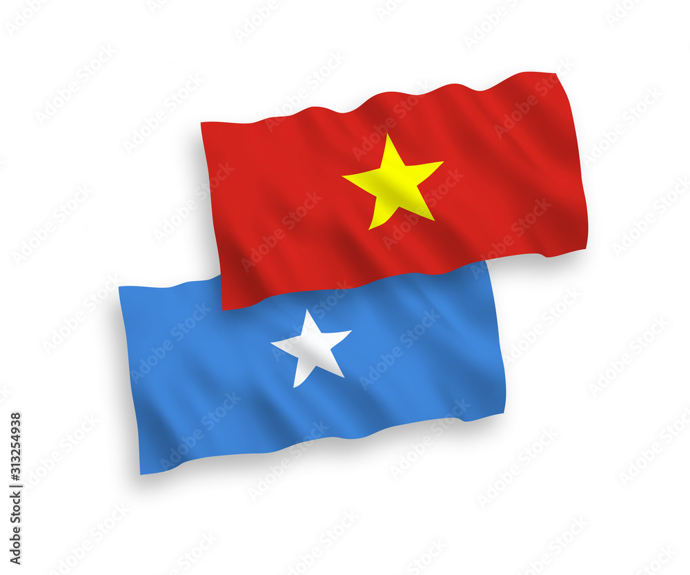 Flags of Somalia and Vietnam on a white background Flags of Somalia and Vietnam on a white background