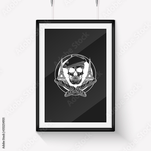 Sketch french skull with beret