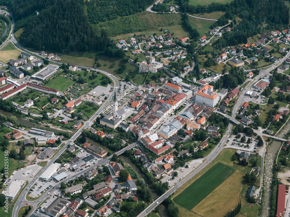Aerial of Gmuend in Carinthia, Austria