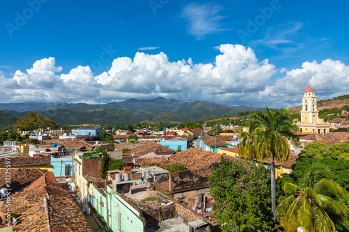 Trinidad, panoramic skyline with mountains and colonial houses. The village is a Unesco World Heritage and major tourist landmark in the Caribbean Island. Cuba. © Curioso.Photography