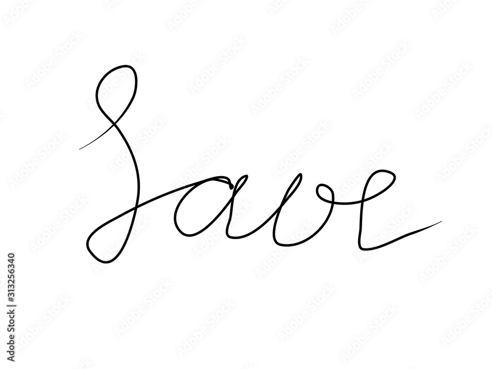 Save handwritten text inscription. Modern hand drawing calligraphy. Word illustration black