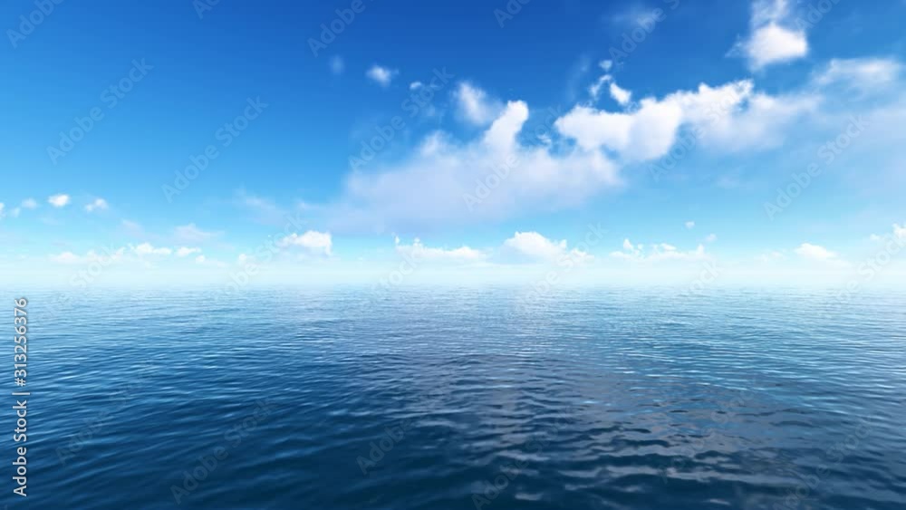 Ocean and Sky View Beautiful Blue View, 4K Animation, 3D Rendering Ocean and Sky View Beautiful Blue View, 4K Animation, 3D Rendering