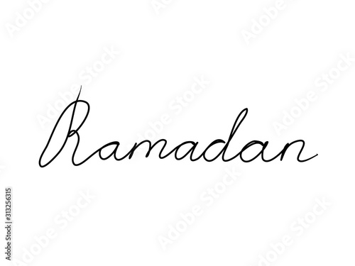 Ramadan handwritten text inscription. Modern hand drawing calligraphy. Word illustration black