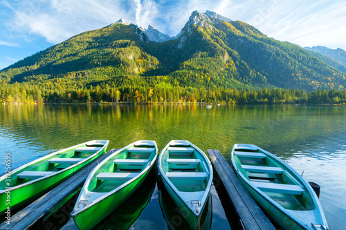 view on Hintersee lake in Berchtesgaden National Park, Bavarian Alps, Germany, Europe. © lukaszimilena