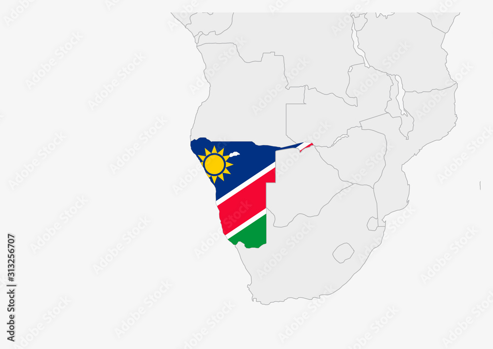 Namibia map highlighted in Namibia flag colors Stock Vector | Adobe Stock