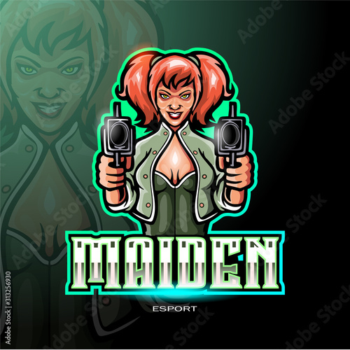 Mafia girl mascot esport logo design