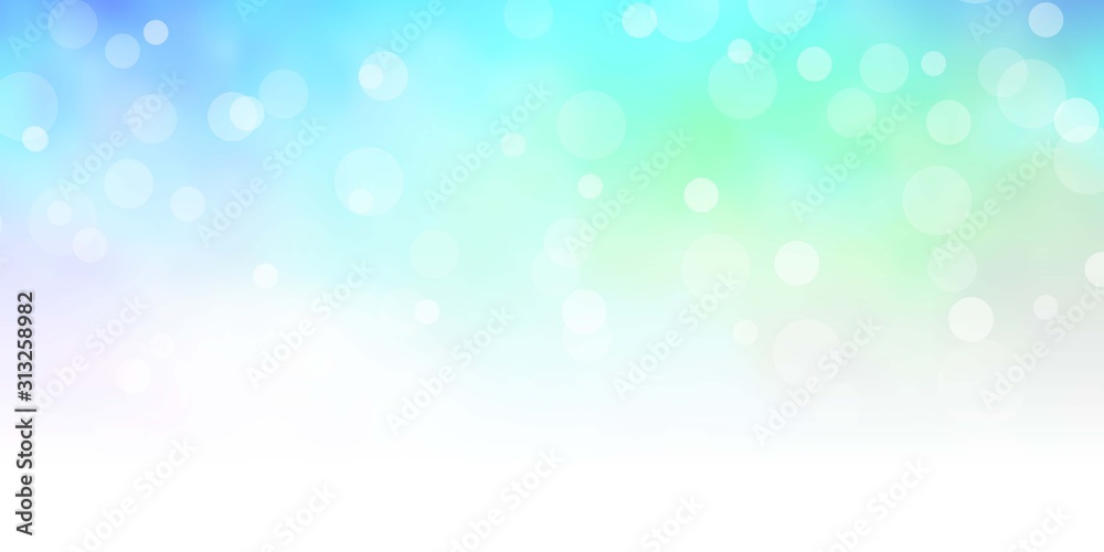 Fototapeta premium Light Blue, Green vector background with circles. Colorful illustration with gradient dots in nature style. Pattern for wallpapers, curtains.