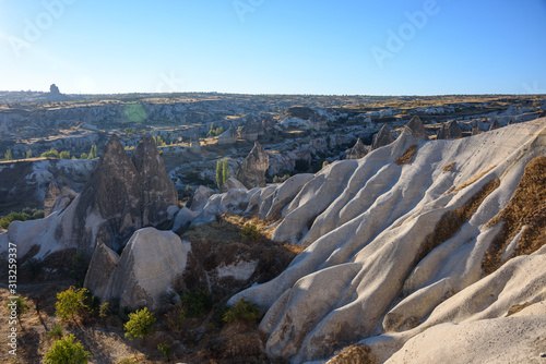 Beautiful unique natural rock formations landscape of Cappadocia in Goreme, Turkey