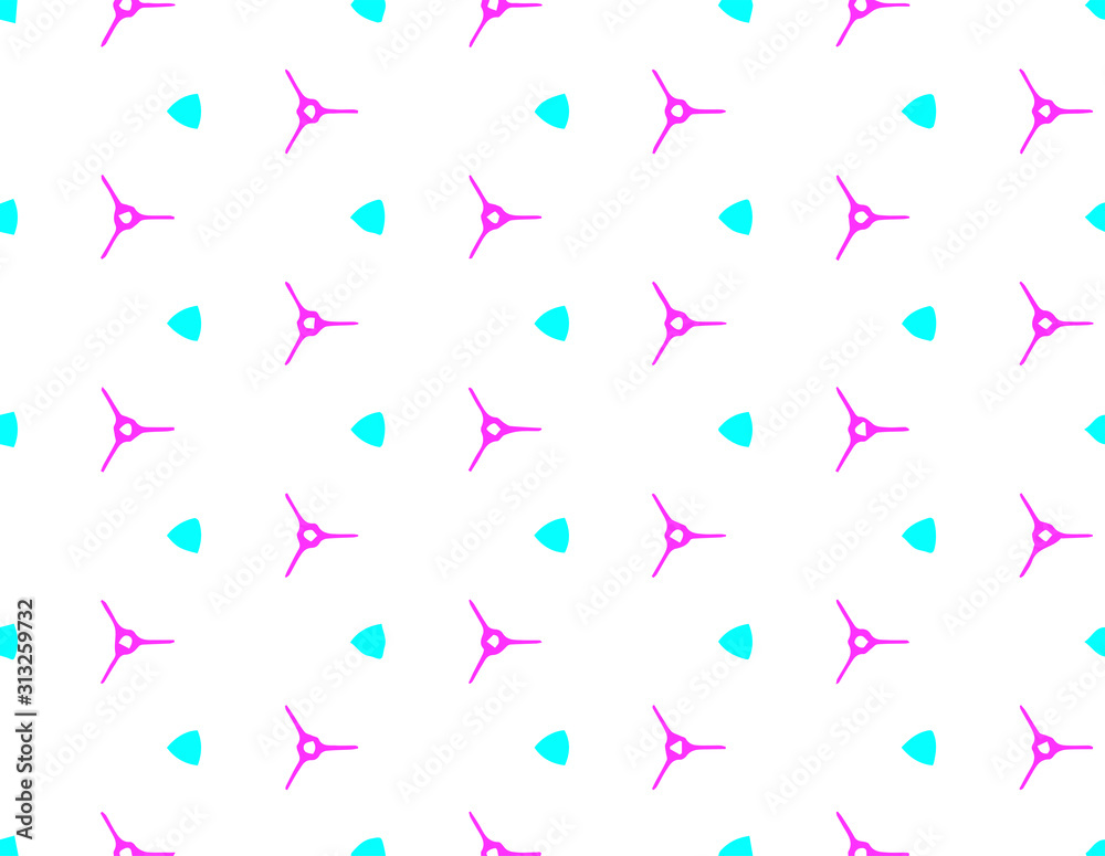 Abstract geometric pattern in ornamental style. Pink and blue color. Seamless design texture.